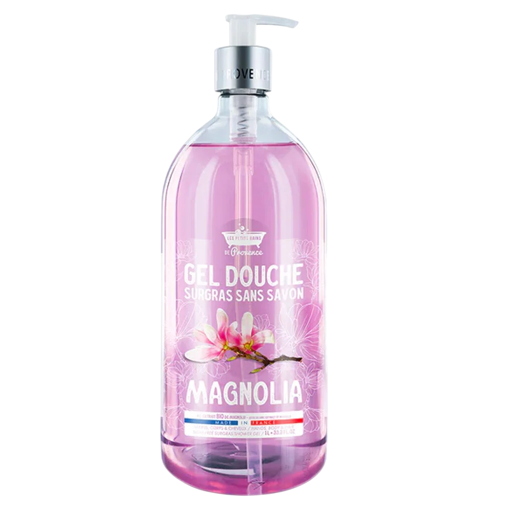 Les Petites Bains de Provence, Magnolia, Shower Gel, For Body, Face & Hair, For Sensitive Skin, 1000 ml