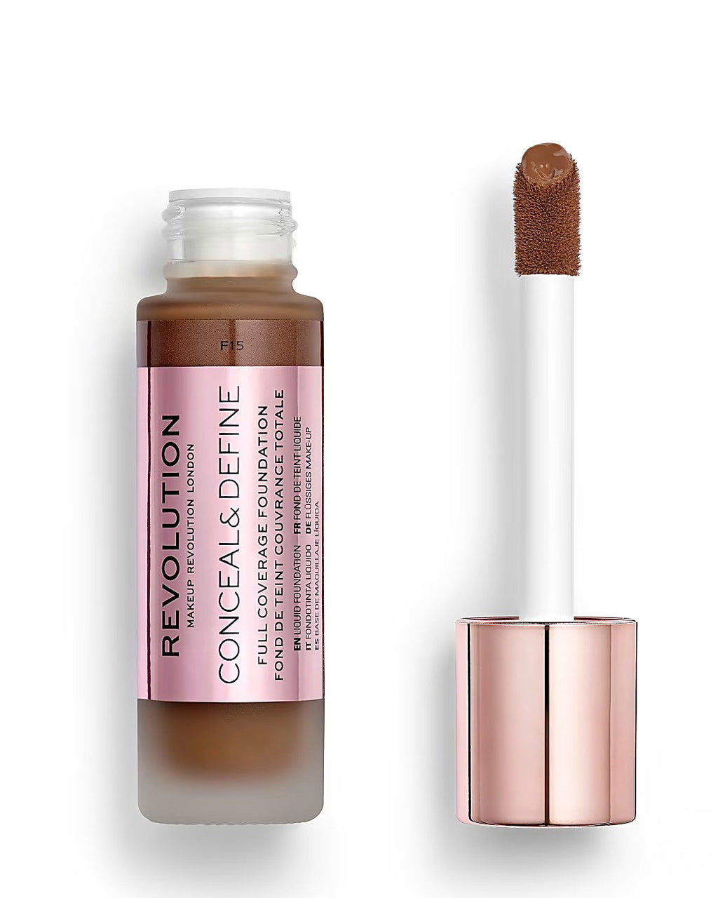 Makeup Revolution, Conceal & Define, Oil Free, Cream Foundation, F 15, 23 ml