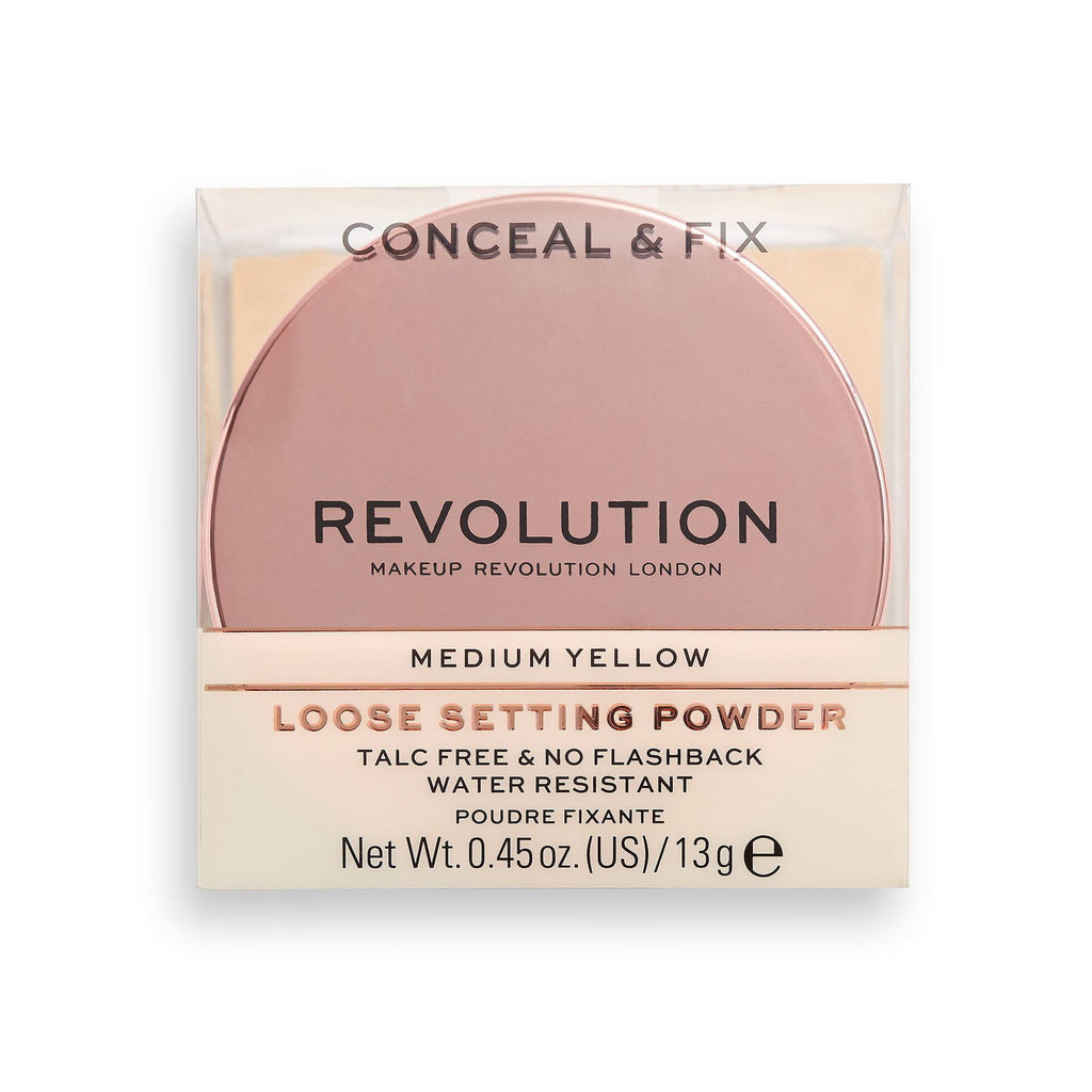 Makeup Revolution, Conceal & Fix, Vegan, Loose Setting Powder, Medium Yellow, 13 g