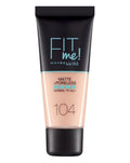 Maybelline, Fit Me Matte + Poreless, Liquid Foundation, 104, Soft Ivory, 30 ml