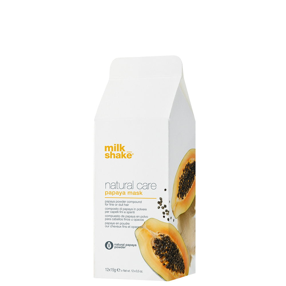 Set, Milk Shake, Natural Care, Papaya, Hair Treatment Powder Mask, For Fine & Dry Hair, 12 pcs, 15 g
